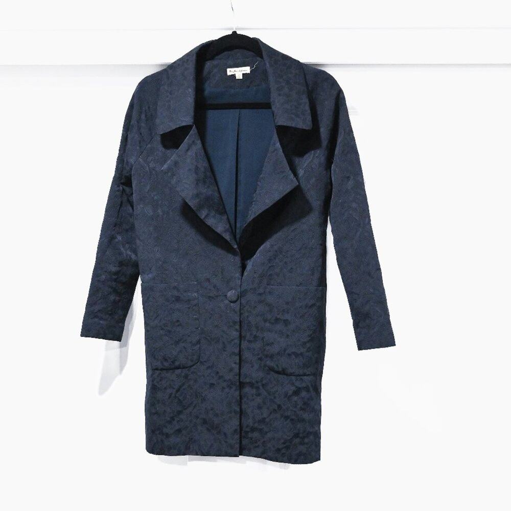 For Love and Lemons Size XS Y2K Luella Layering Coat in Textured Navy | Size XS
